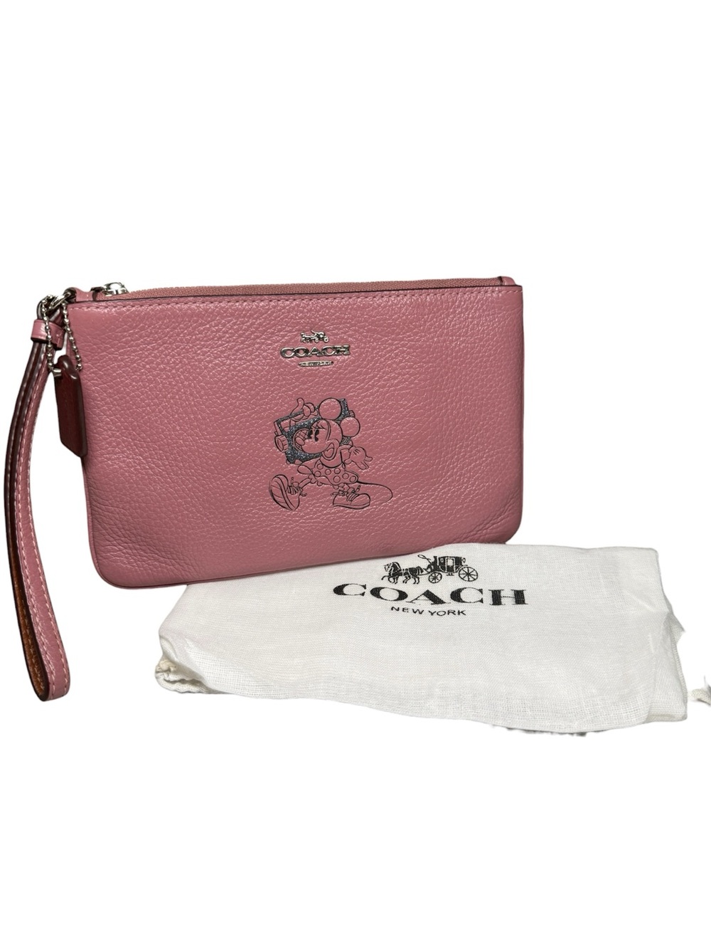 Coach x Disney Minnie Mouse Leather Wristlet with Coach dustbag